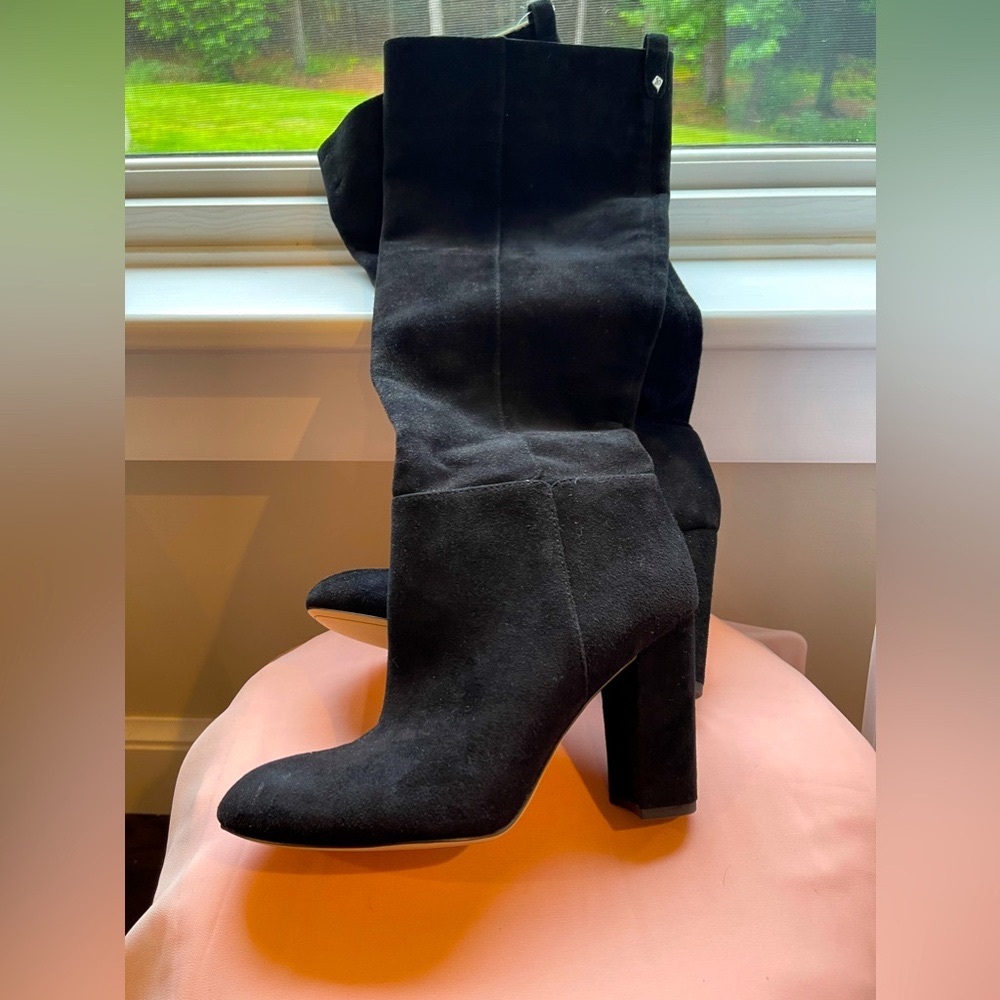 NWT Sam Edelman Caprice Knee High Black Suede Boots, Size Women’s 8